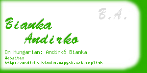 bianka andirko business card
